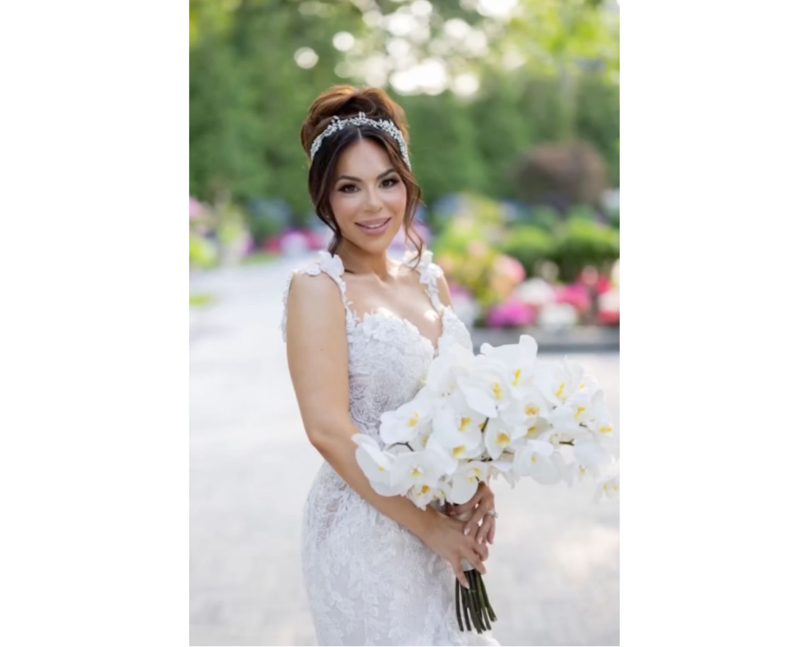 High Voluminous Bun with Curled Tendrils — Wedding Hairstyles with Tiara