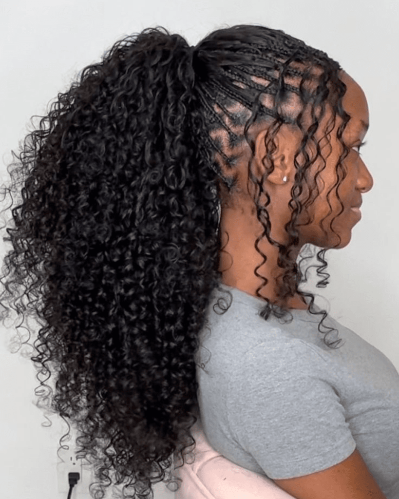 Braids To Curly Ponytail Updo — Baddie Hairstyles
