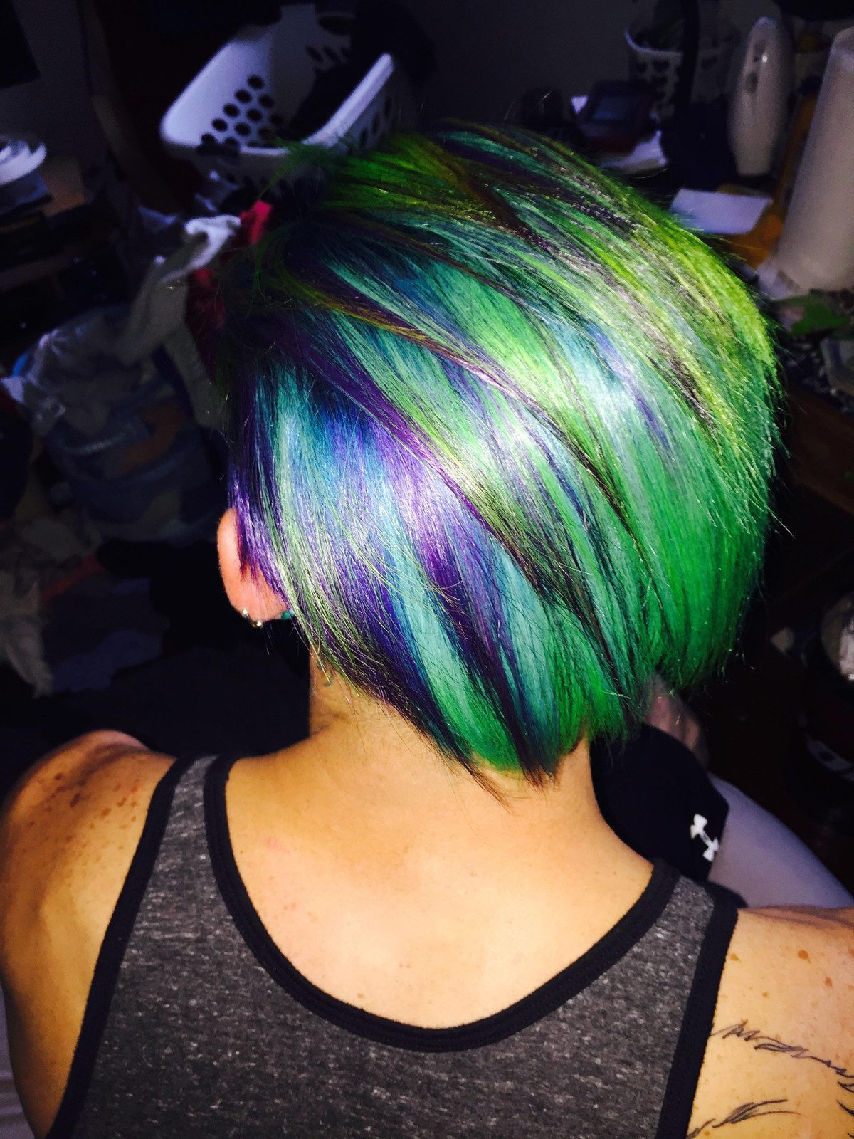 Long Wavy Green Blue Purple Long Wavy Green Blue Purple — Peacock Hair