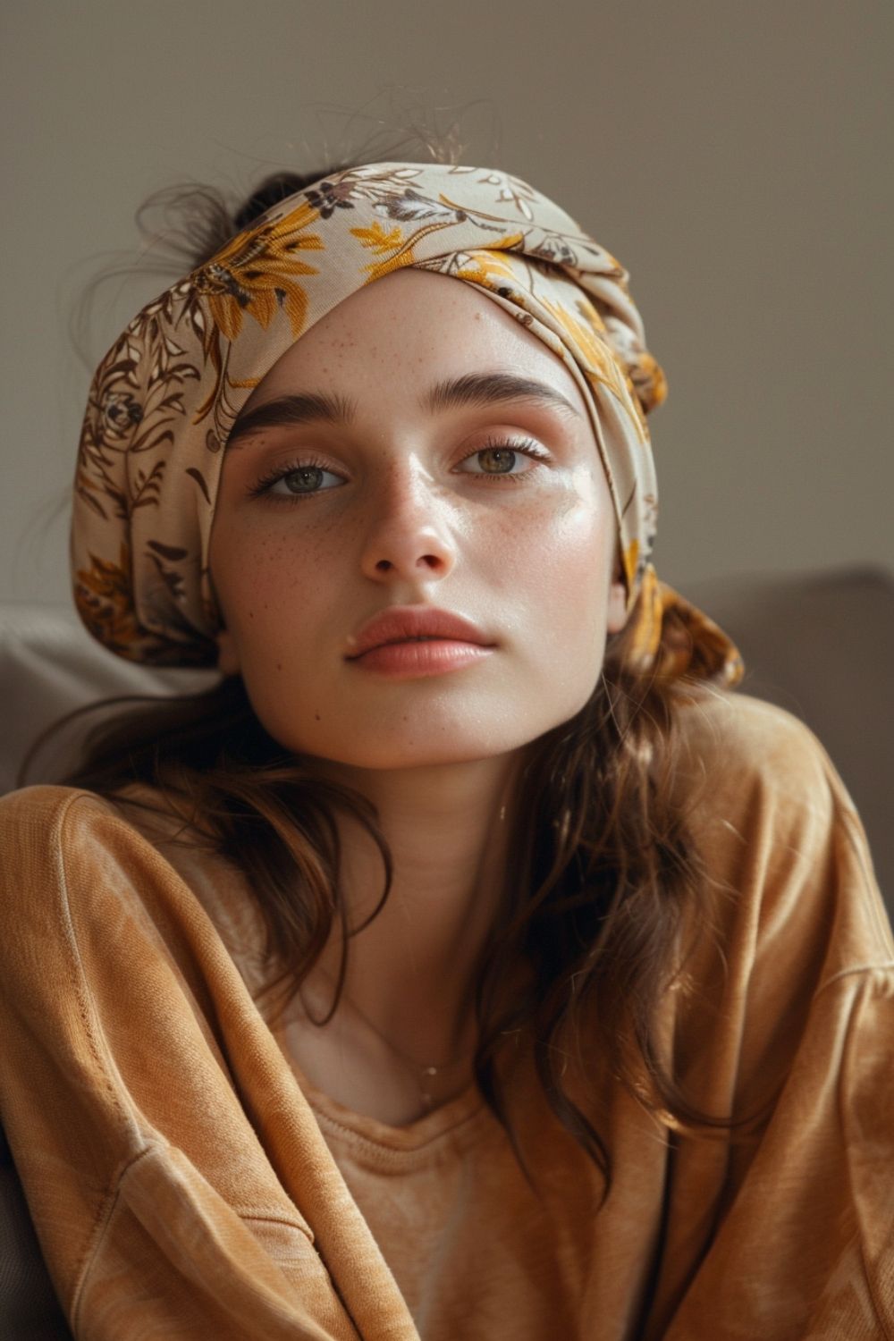 Floral Headband Bandana On Mid-Back Waves Floral Headband Bandana On Mid-Back Waves — Bandana Hairstyles
