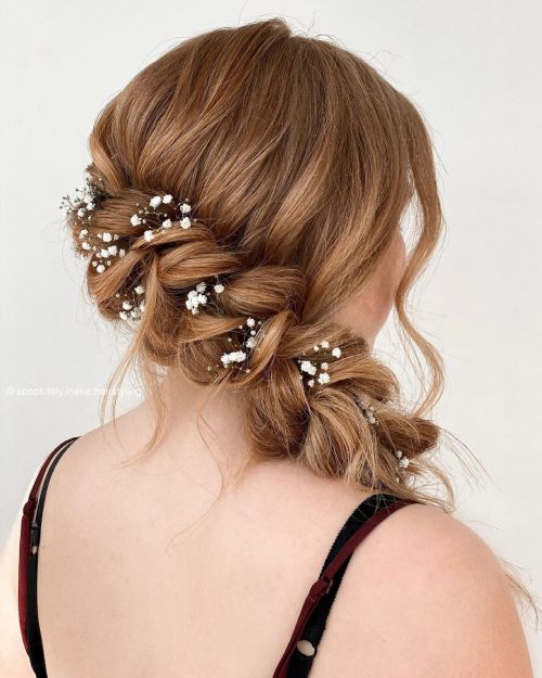 Loose Dutch Braid With Flowers