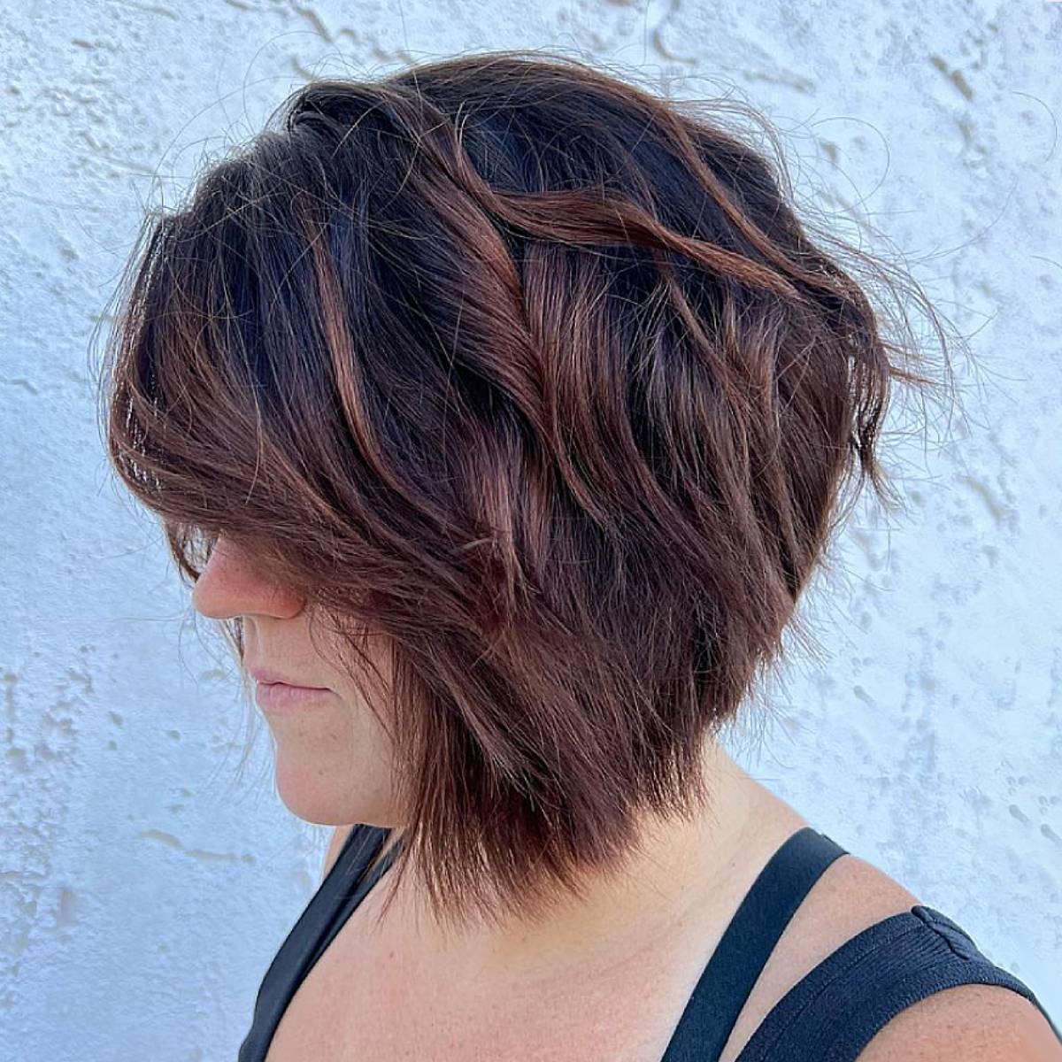 Dark Brown Pixie Bob With Highlights Dark Brown Pixie Bob With Highlights — Short Layered Hair