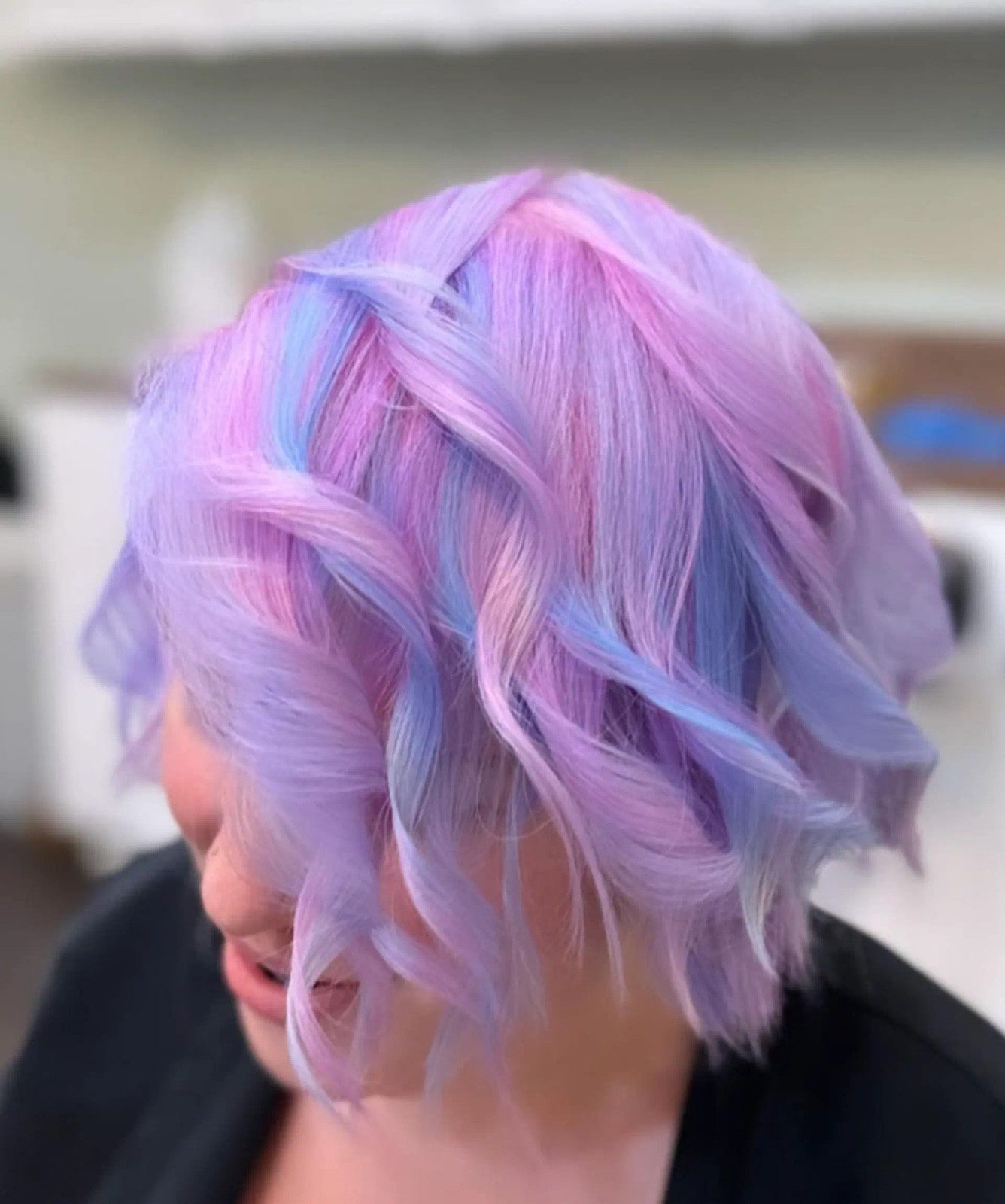 Airy Pastel Pink Blue Purple Bob Airy Pastel Pink Blue Purple Bob — Cotton Candy Hair