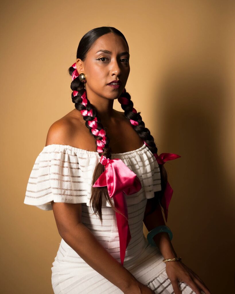 Thick Braids With Hot Pink Satin Ribbons Thick Braids With Hot Pink Satin Ribbons — Mexican Hairstyles