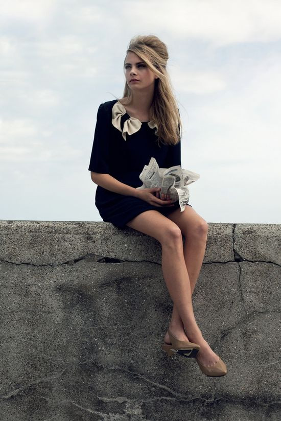 Black A-Line Mini Dress with Oversized Bow Collar — Mod Outfits