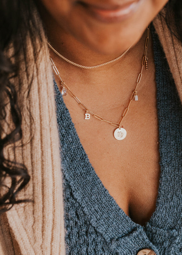 Casual Layered Necklaces with Zodiac and Initial Charms Casual Layered Necklaces with Zodiac and Initial Charms — Charm Necklaces