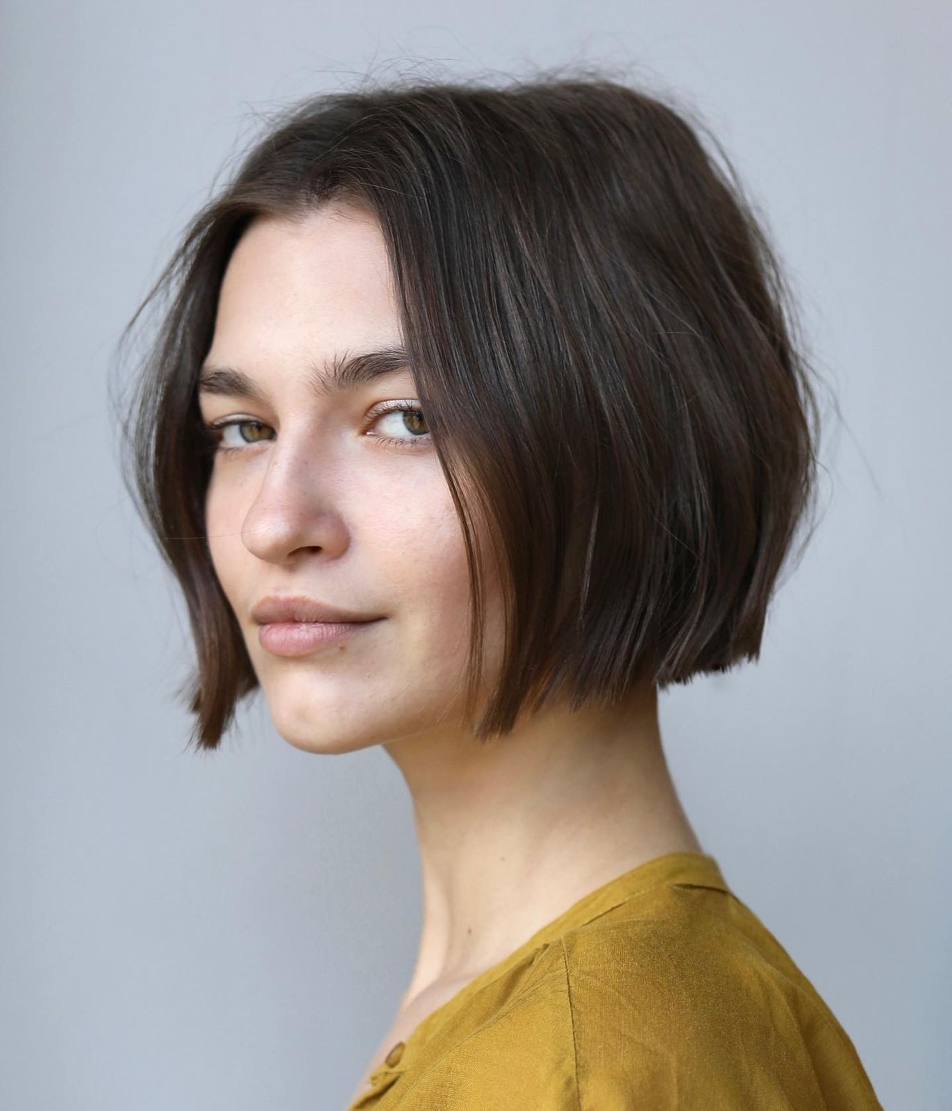 Tucked Dark Brown Blunt Bob Tucked Dark Brown Blunt Bob — Natural Hair Bob