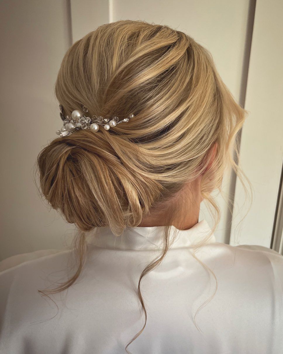 Light Blonde Low Bun with Textured Twists — Baby Shower Hairstyles