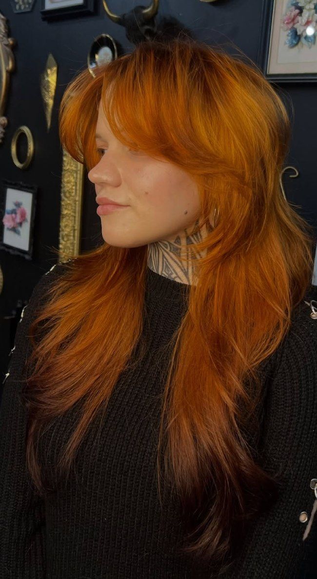 Tangerine Copper Wolf Cut Tangerine Copper Wolf Cut — Tangerine Hair