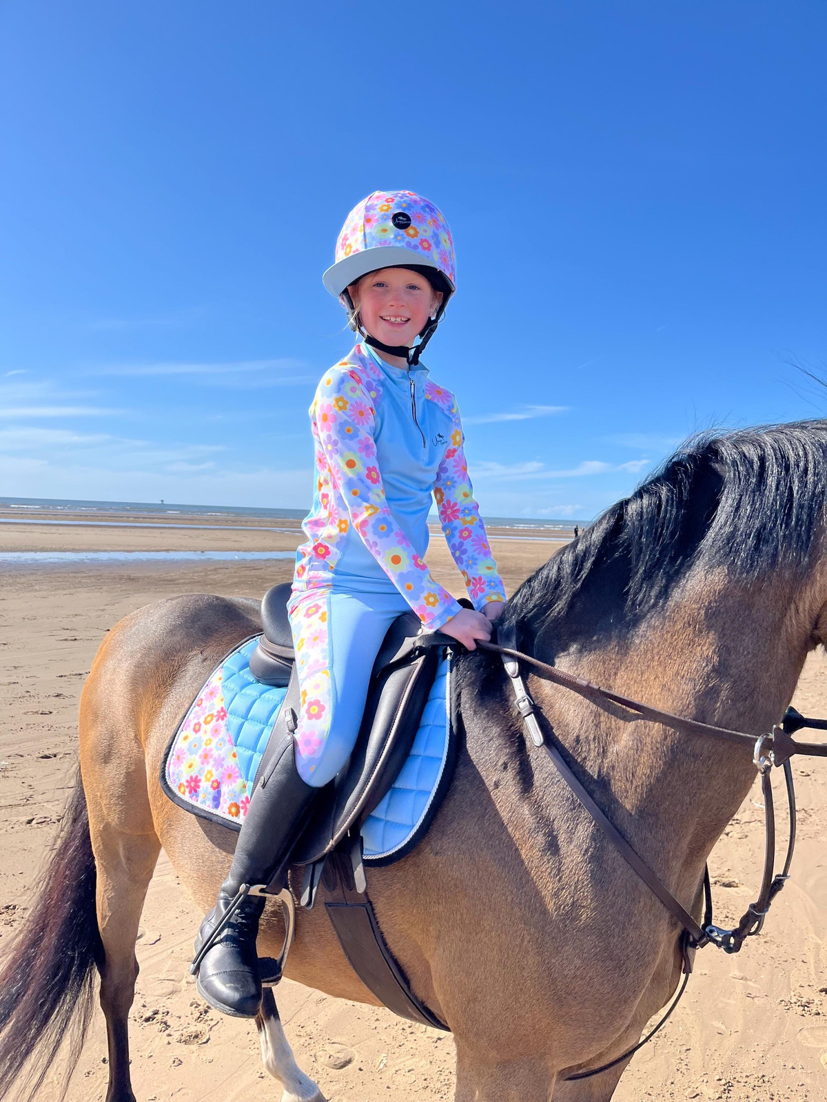 Playful Floral Print Riding Set for Kids — Horse Girl Outfits