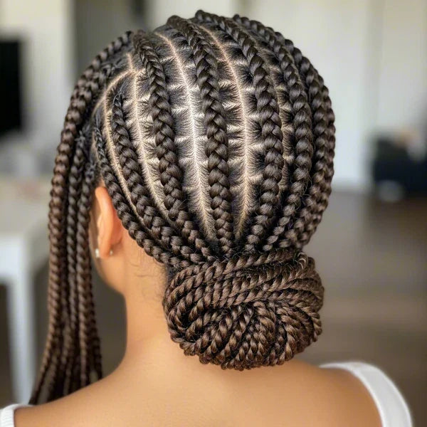 Elegant Dark Brown Braided Bun — Brown Braids