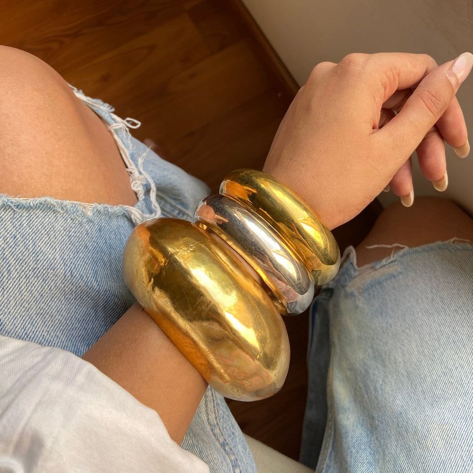 Oversized Matte Gold and Silver Bangles — Bangle Stacks