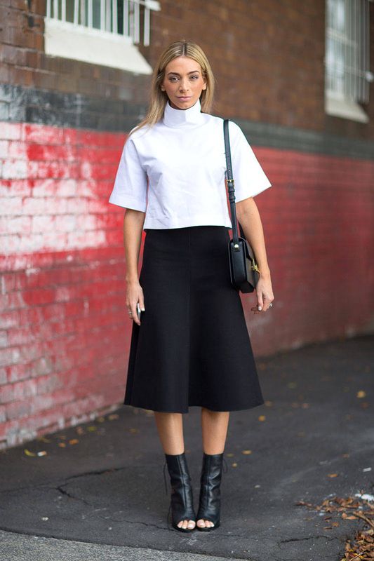 Monochrome Edge: Crop Top and Midi Skirt Monochrome Edge: Crop Top and Midi Skirt — Australia Outfits