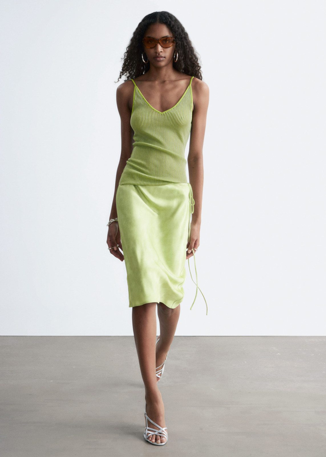 Satin Knee-Length Slip Skirt - Light Green - Skirts | & Other Stories US