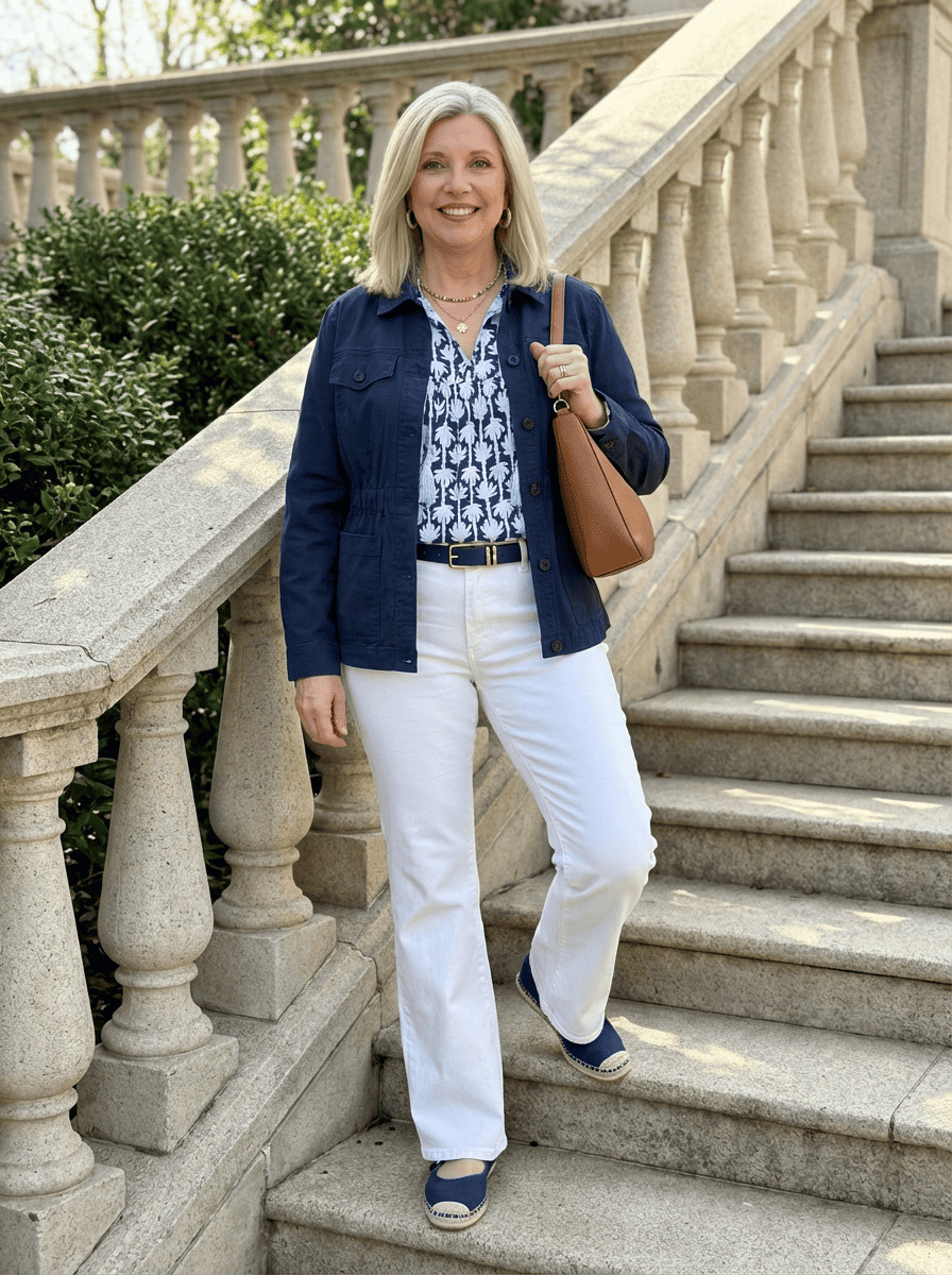 Casual Spring Outfit Idea Casual Spring Outfit Idea — White Jeans Outfits