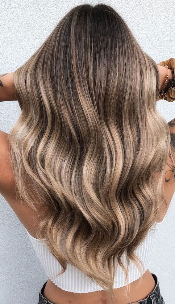 Dark Brown With Bright Blonde Highlights Dark Brown With Bright Blonde Highlights — Balayage Over 40