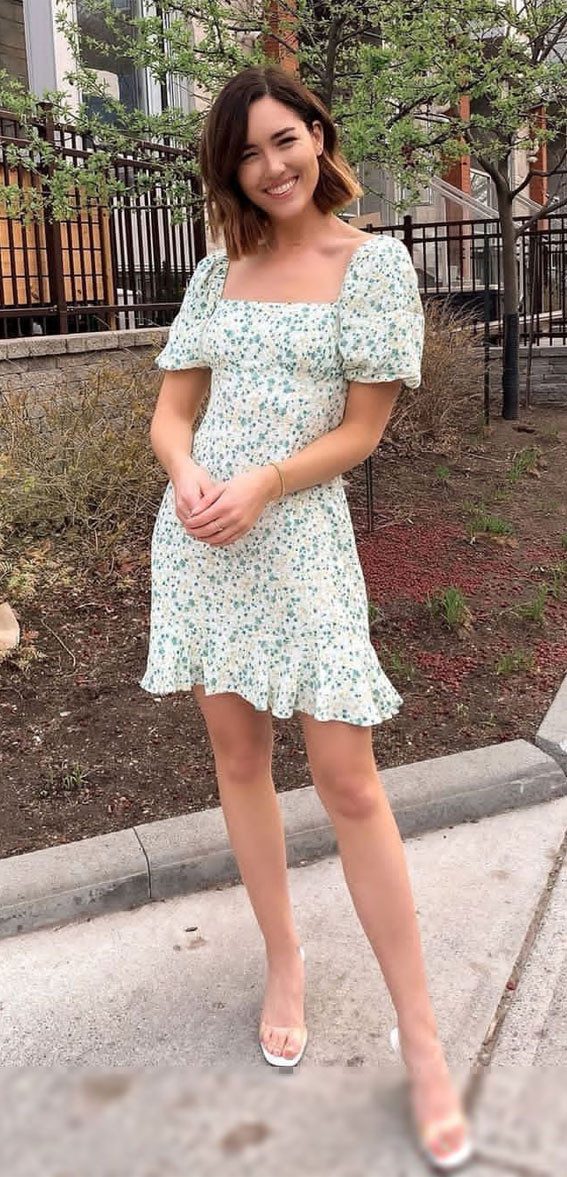 Floral Puff Sleeve Mini Dress for a Fresh Summer Outfit Floral Puff Sleeve Mini Dress for a Fresh Summer Outfit — Mini Dress Outfits