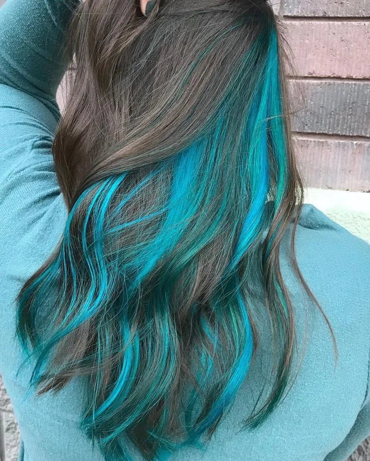 Turquoise Face-Framing Highlights — Turquoise Hair
