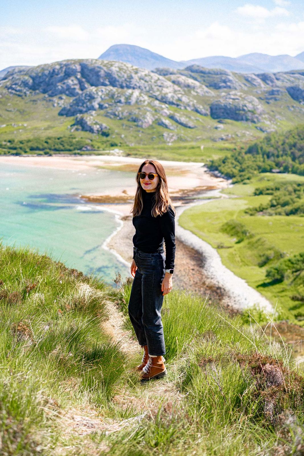 Minimalist Black Turtleneck and Straight-Leg Jeans for Scenic Views — Scotland Outfits