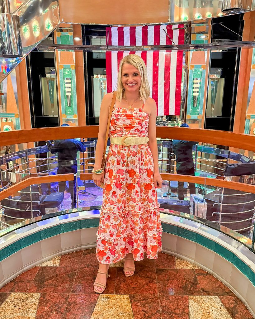 Tiered Floral Maxi Dress with Smocked Bodice — Cruise Dinner Outfits