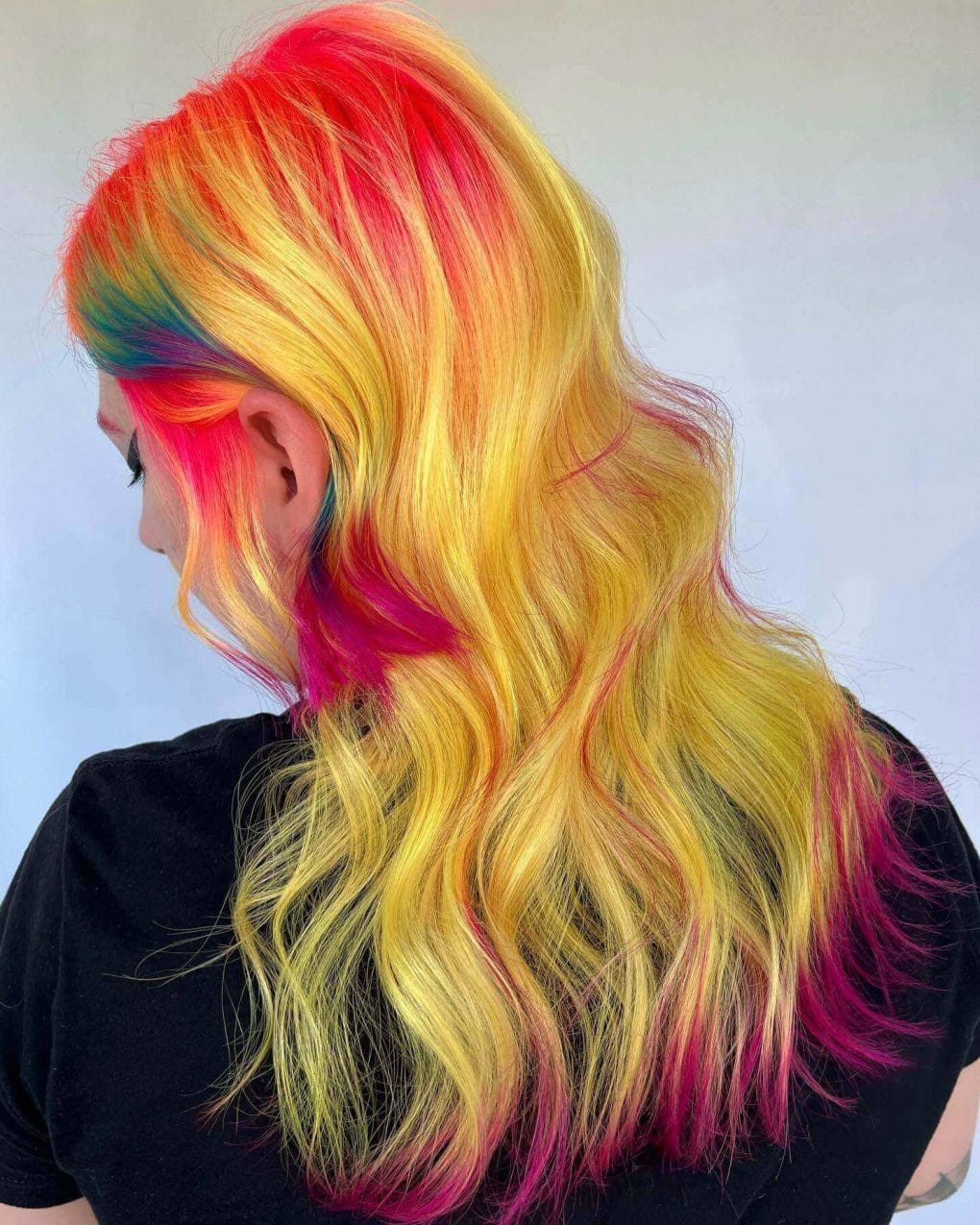 Mid-Back Hair With Rainbow Colors — Sunset Hair