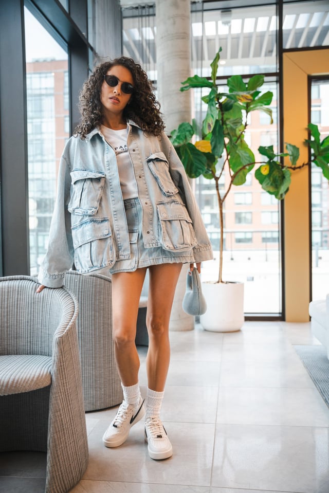 Trendy Streetwear: Air Force 1s with a Denim Co-ord Set — Air Force 1 Outfits