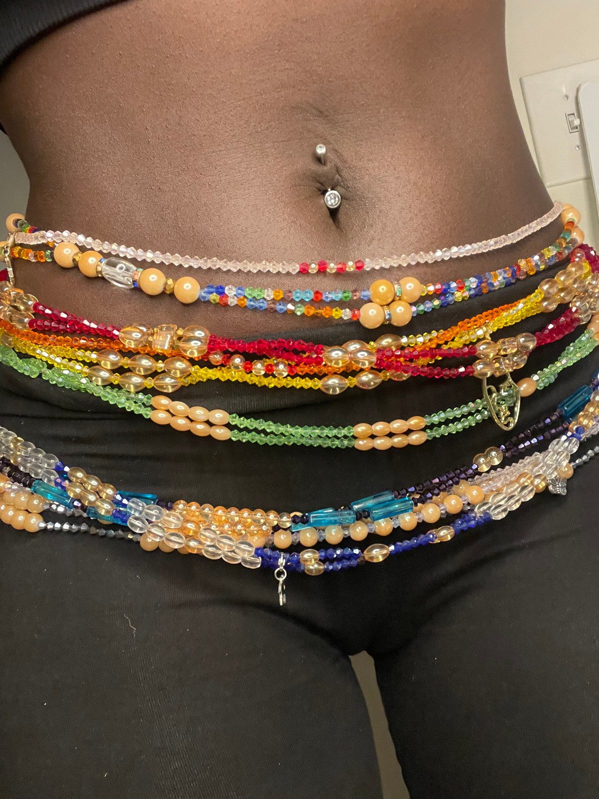 Extensive Layered Waist Beads with Charms and Black Basics Extensive Layered Waist Beads with Charms and Black Basics