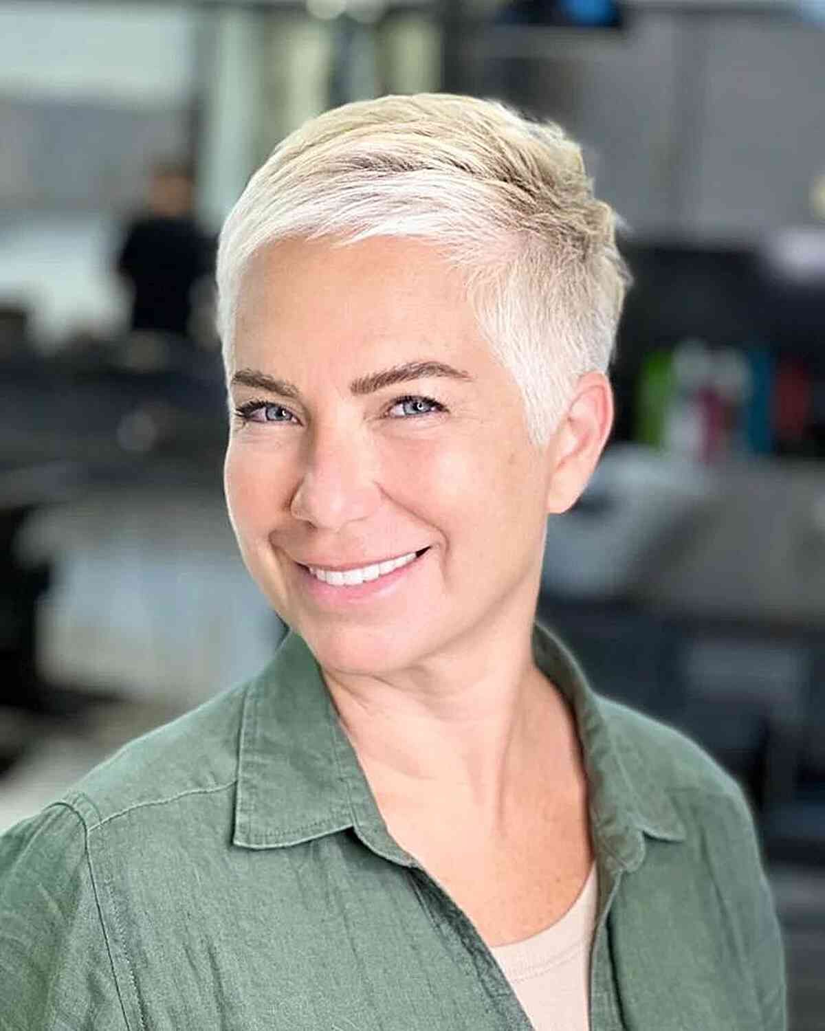 Ultra Short White Blonde Pixie — Pixie Haircuts