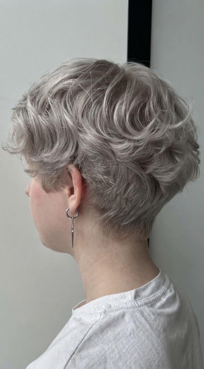 Silver Gray Bixie Layers Silver Gray Bixie Layers — Gray Curly Hair