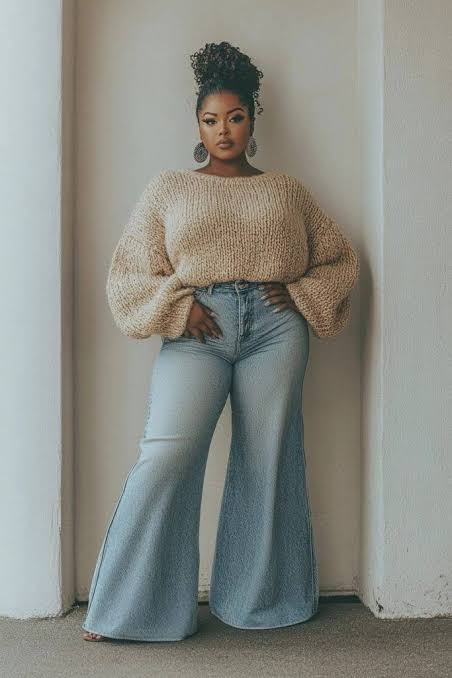 Oversized Sweater with Wide-Leg Jeans for Casual Comfort Oversized Sweater with Wide-Leg Jeans for Casual Comfort — Outfits for Apple Shape