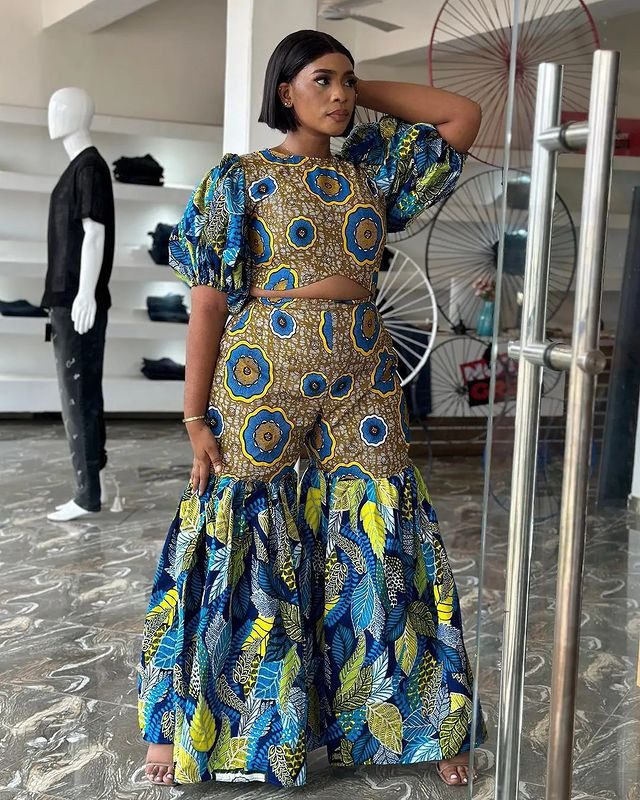 Ankara Two-Piece Set with Dramatic Flared Pants Ankara Two-Piece Set with Dramatic Flared Pants — Ankara Outfits