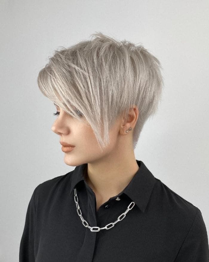 Ash Blonde Pixie Bob — Choppy Bob