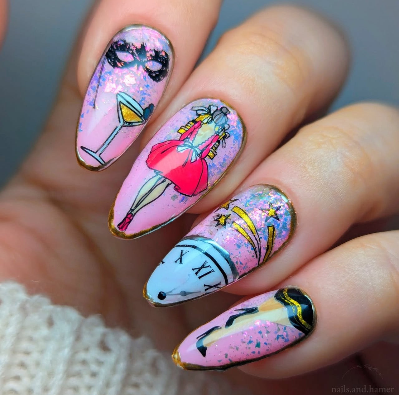 Masquerade Party Almond Nails Masquerade Party Almond Nails — Dance Nails