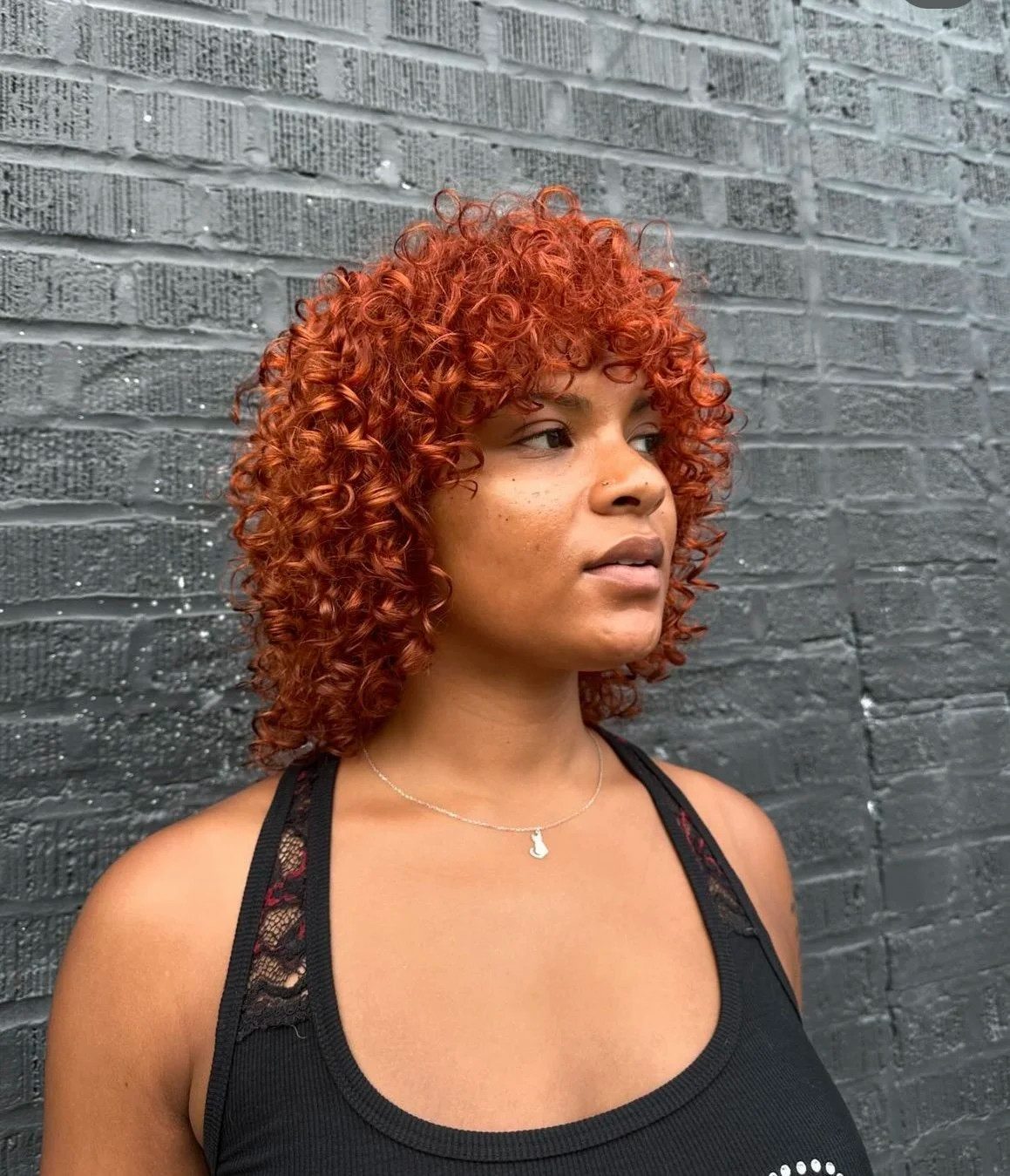Vibrant Copper Bob With Curly Bangs — Copper Hair