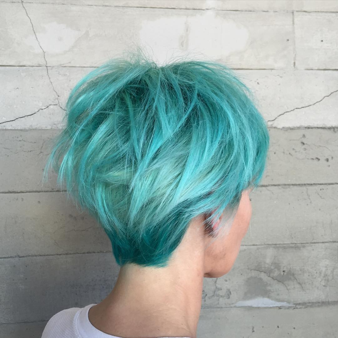 Shaggy Turquoise Pixie Cut — Turquoise Hair