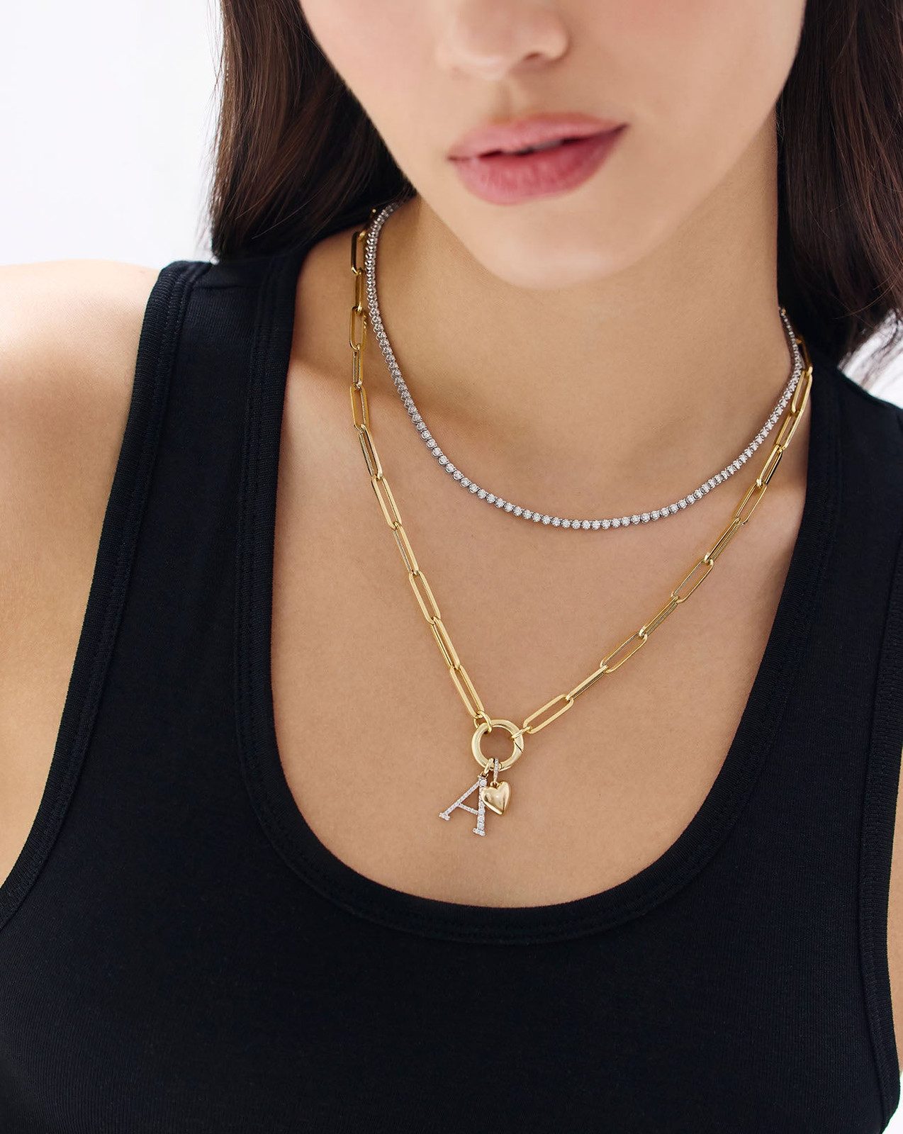 Layered Necklaces with Initial and Heart Charms Layered Necklaces with Initial and Heart Charms — Charm Necklaces