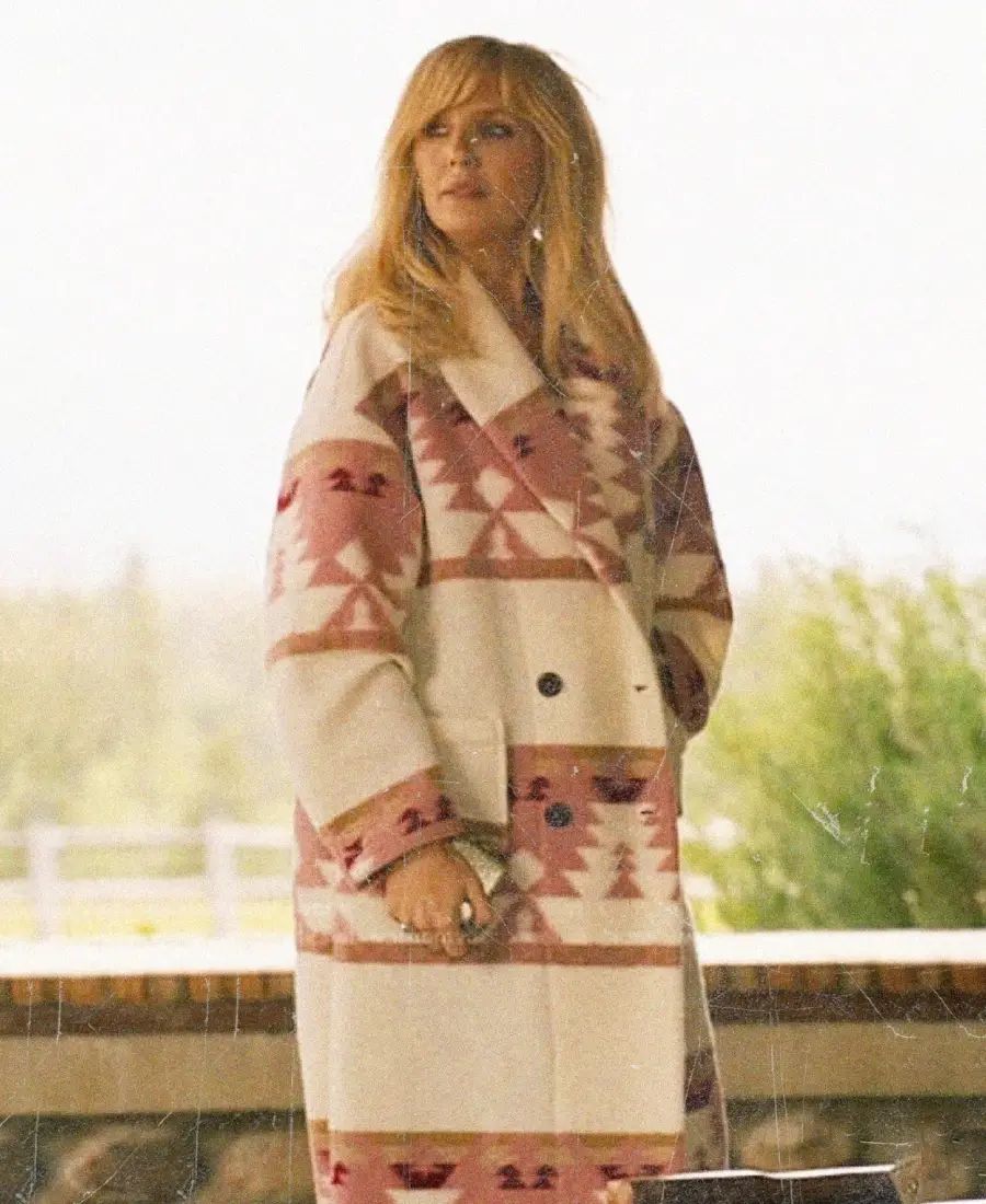 Chic Geometric Wool Coat for a Statement Western Look Chic Geometric Wool Coat for a Statement Western Look — Yellowstone Outfits