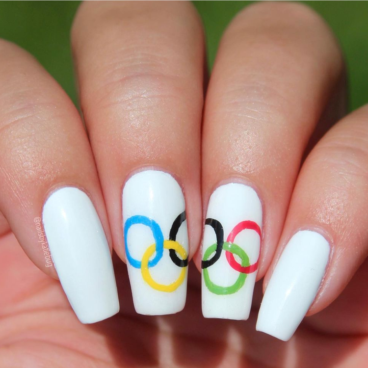 Short Oval Gymnast Decal Nails Short Oval Gymnast Decal Nails — Gymnastics Nails