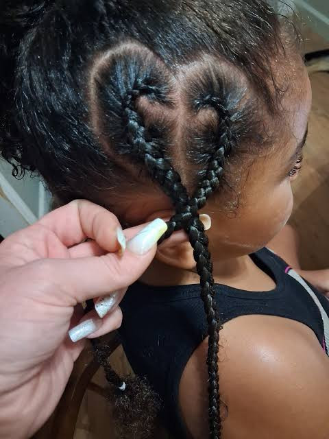 Intricate Heart Braids on Coily Hair Intricate Heart Braids on Coily Hair — Heart Part Braids
