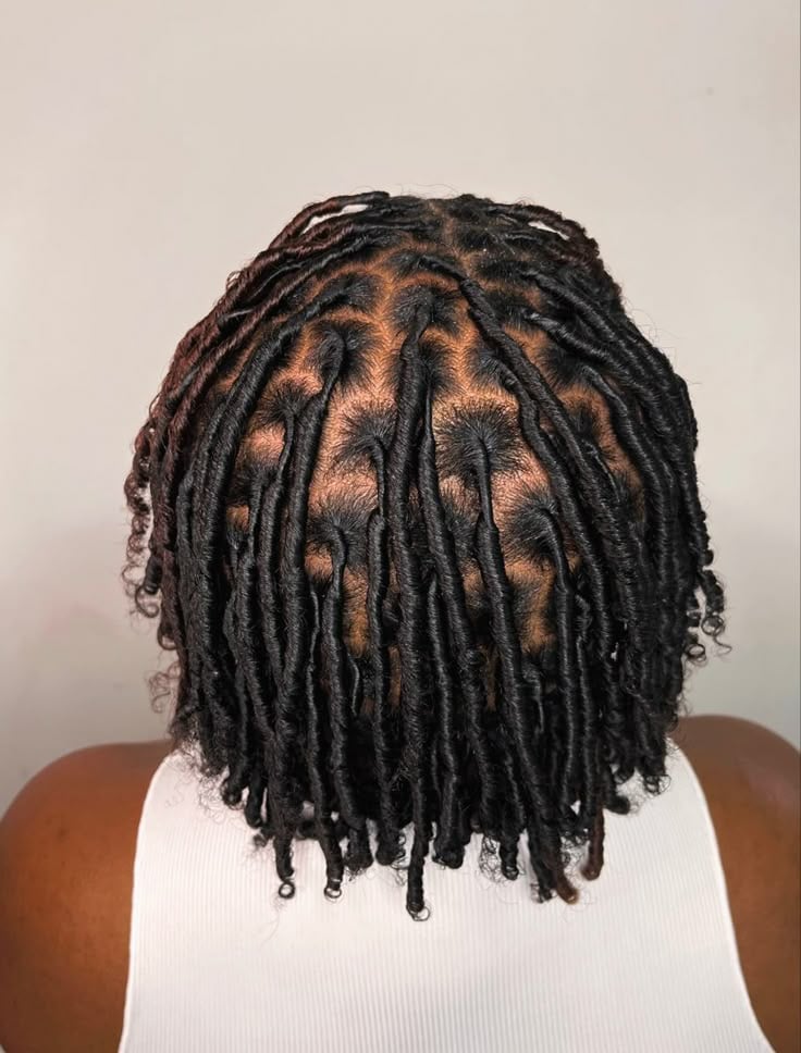 Shoulder Length Starter Locs With Square Parting