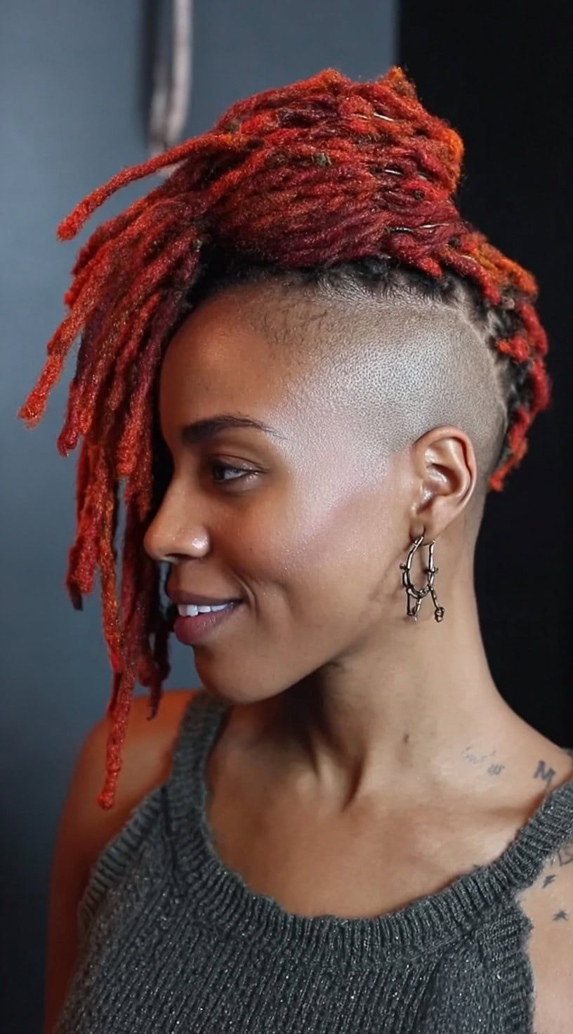 Vibrant Red Locs With Undercut Vibrant Red Locs With Undercut