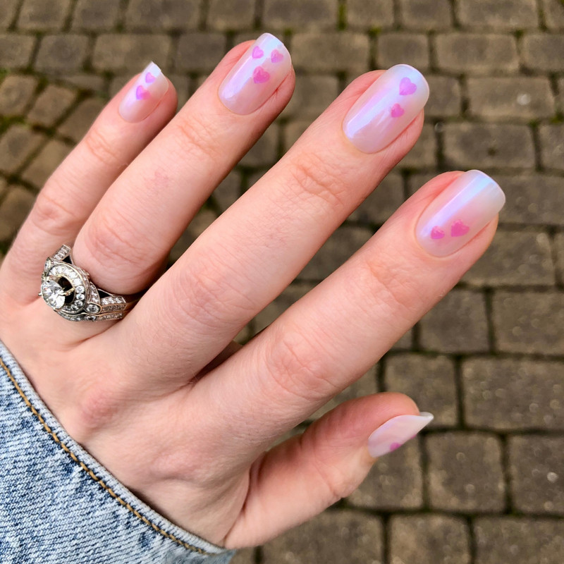 Small Pink Hearts Visual Idea Small Pink Hearts Visual Idea — Nails for Small Hands