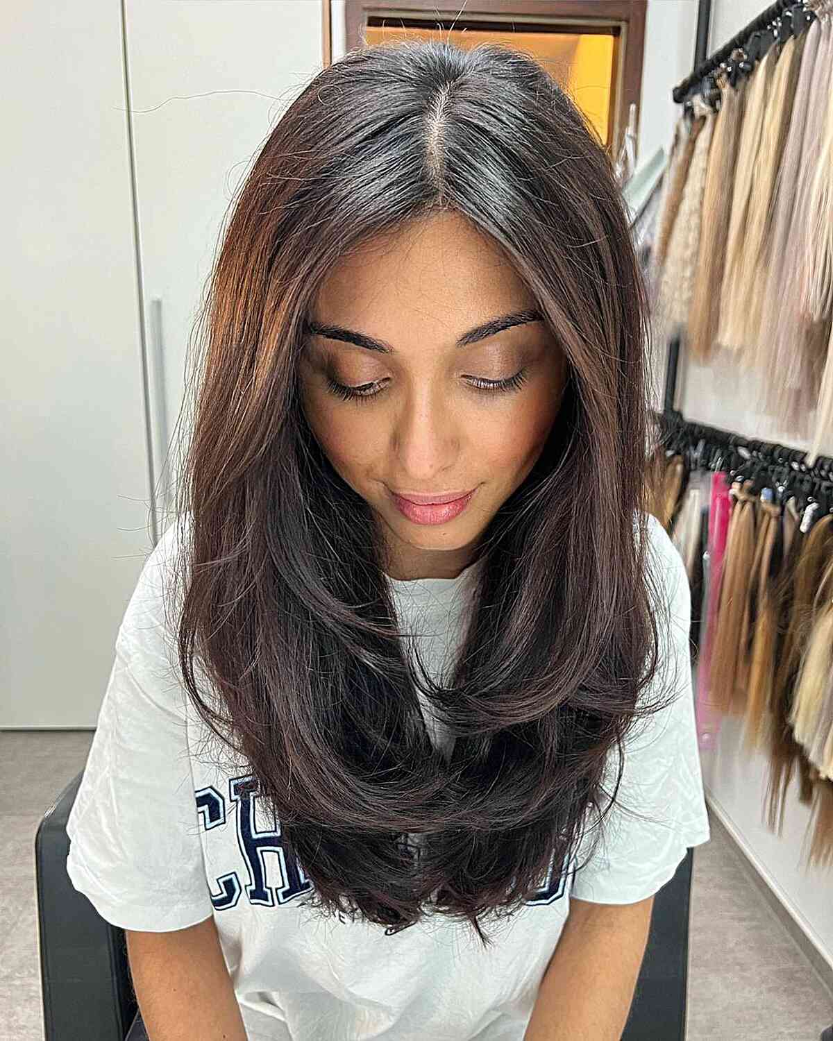 Feathered Layers With Subtle Caramel Feathered Layers With Subtle Caramel — Butterfly Haircut