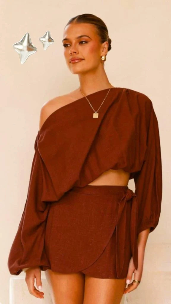 Resort Casual One-Shoulder Crop Top — Outfits for Broad Shoulders