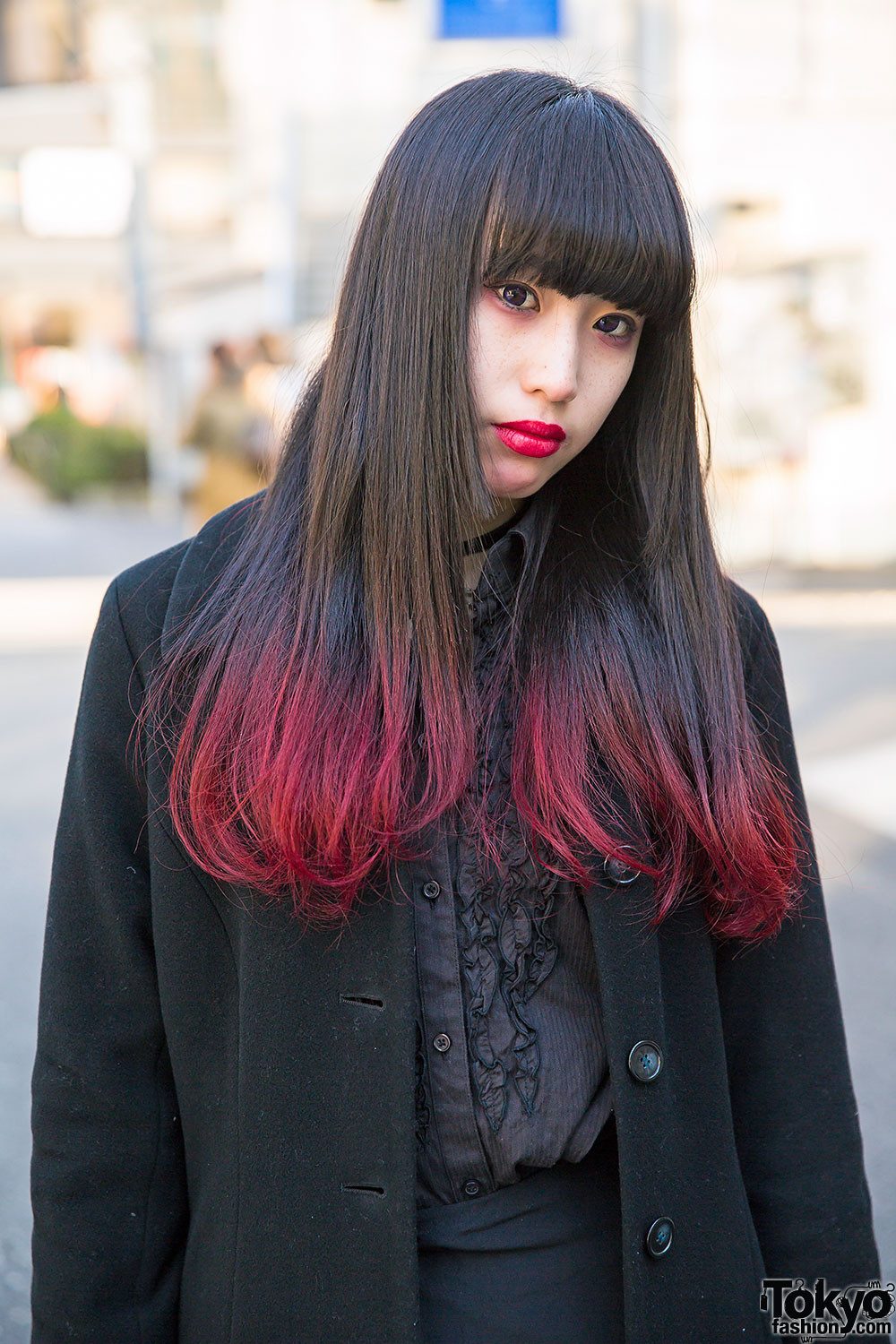 Red Dip Dye Hair & Gothic Fashion – Tokyo Fashion
