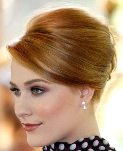 Red Updo with Crown Bouffant — Hairstyles for Flight Attendants