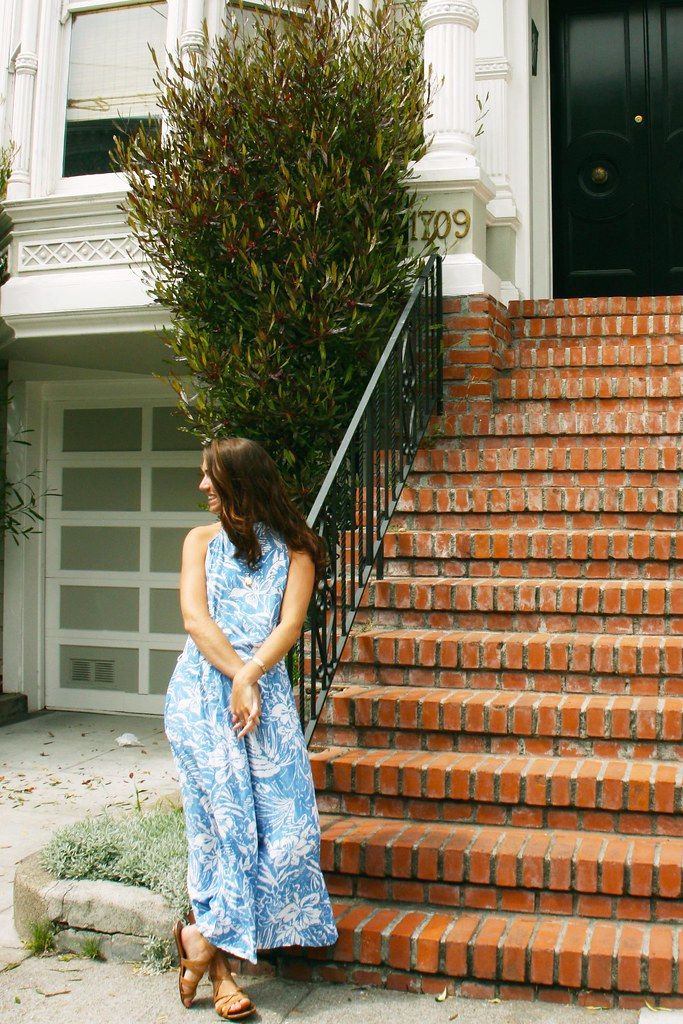 Floral Halter Maxi Dress for a Casual Daytime in the City — San Francisco Outfits