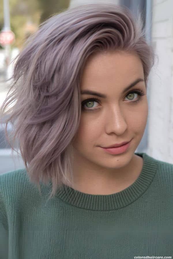 Lavender Grey Asymmetrical Bob Lavender Grey Asymmetrical Bob — Hair Color for Green Eyes