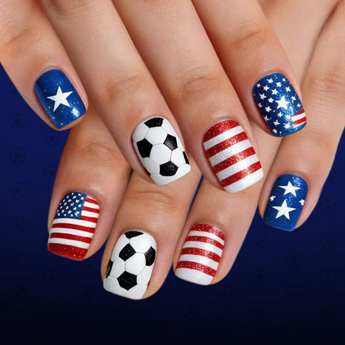 Glossy Glitter Visual Idea Glossy Glitter Visual Idea — Soccer Nails