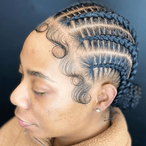 Stitched Braids with Styled Edges — Prom Hairstyles for Black Women